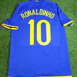 Ronaldinho Brazil 2008 Away Soccer Jersey Shirt M SKU# 258950-493